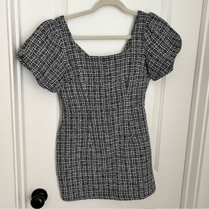 shein black and white tweed dress